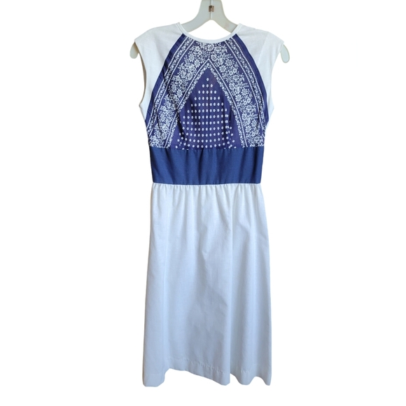 Vintage Lang Originals Dress Womens Small Floral Knee 80’s Sundress Linen Cotton - Picture 1 of 5